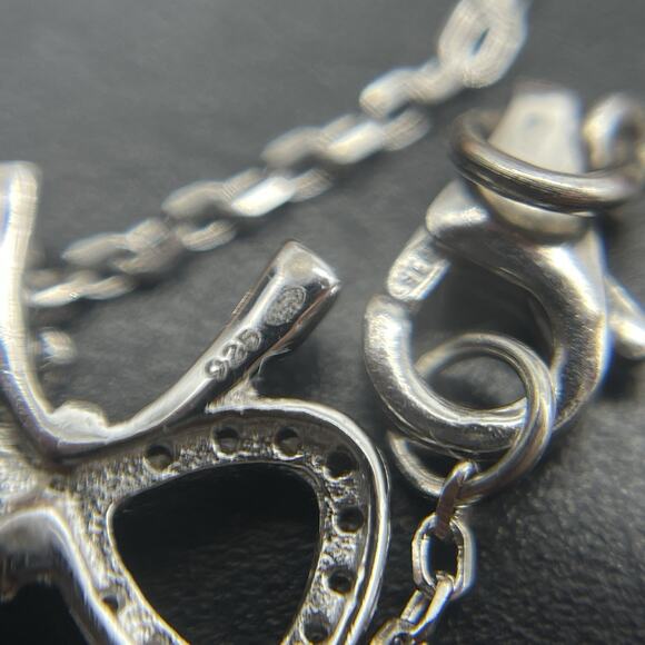Sterling Silver 925 Sparkly CZ Bow Pendant Necklace 16" Dainty Minimalist - Picture 3 of 7
